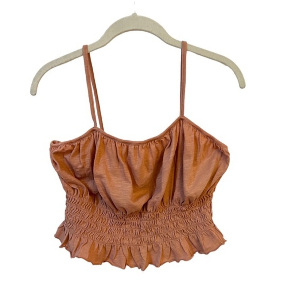 Me to We smocked crop tank top dark salmon color